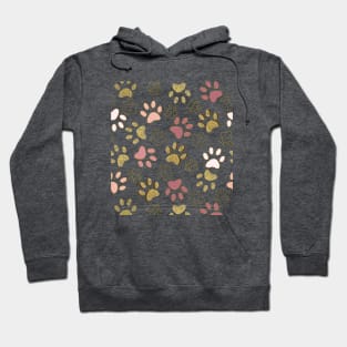 Rose Gold Colored Shining Paw Prints Hoodie